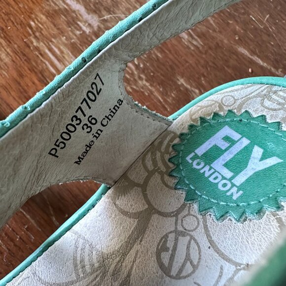 FLY LONDON Ylfa mint green lace up wedge sandals EU 36 / US 5.5-6 - Picture 6 of 9